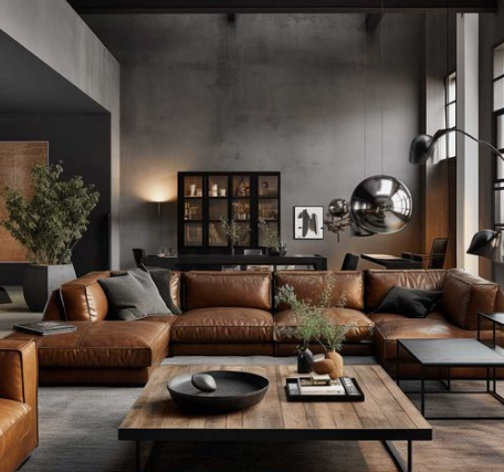 moderna dnevna soba industrijski stil